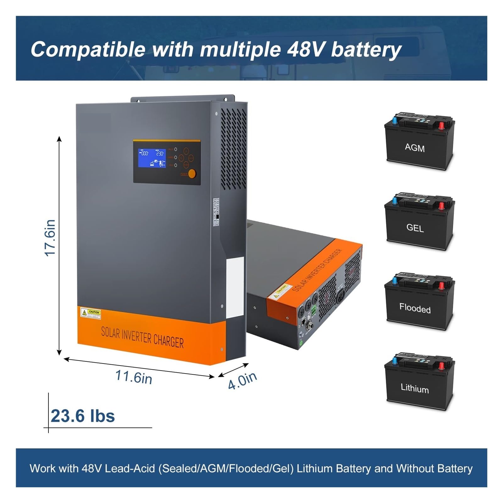 Hybrydowy Falownik Solarny MPPT 80A 5500W Hybrydowy Falownik Solarny 48V Równoległy I Amp Normalny Model Wyjście 230VAC Wszystko W Jednym Przetwornica Sinusoidalna Max PV 500VDC(5.5KW 48V Parallel,No