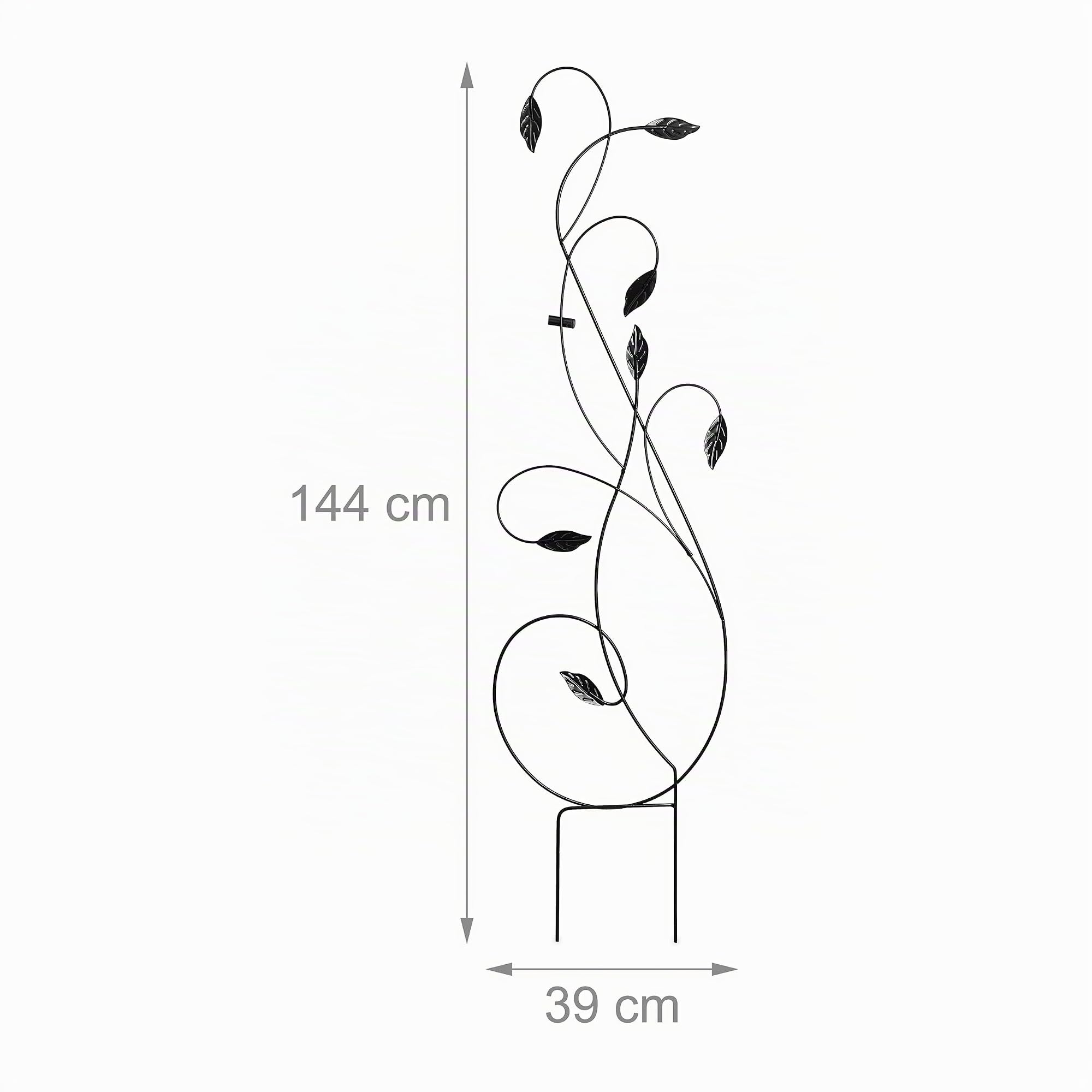 Relaxdays Tuteur décoratif, métal, Lot de 2, Support pout Plantes grimpantes, à Planter,H x L : 144 x 39 cm, Noir