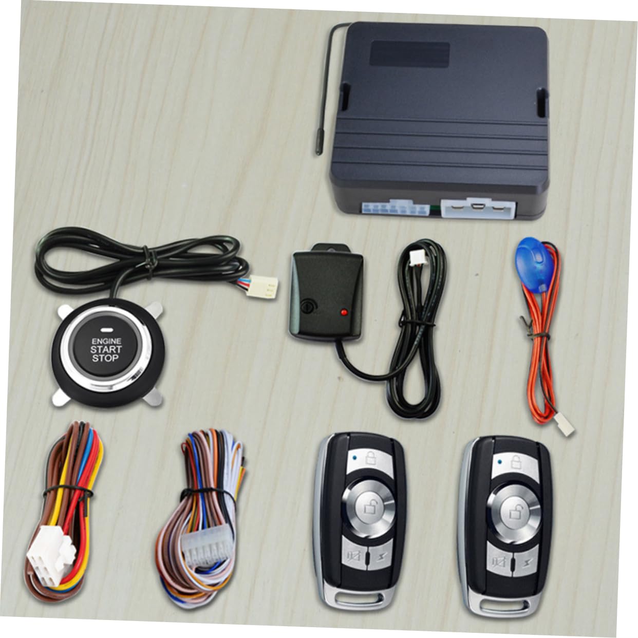Holibanna 12V Car Burglar Alarm System with One Button Engine Start Auto Theft Features Vibration Alerts Central Lock Automation and LED Status Indicator