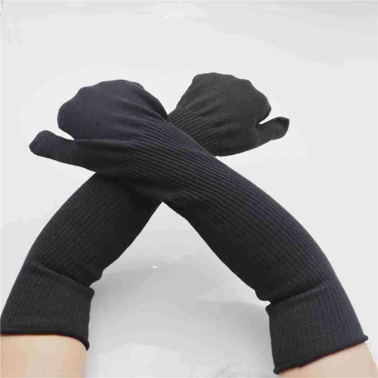 Guantes resistentes a cortes, Guantes largos de aramida negra 1414 con protección for los brazos, ignífugos, resistentes a altas temperaturas y a cortes de nivel 5.