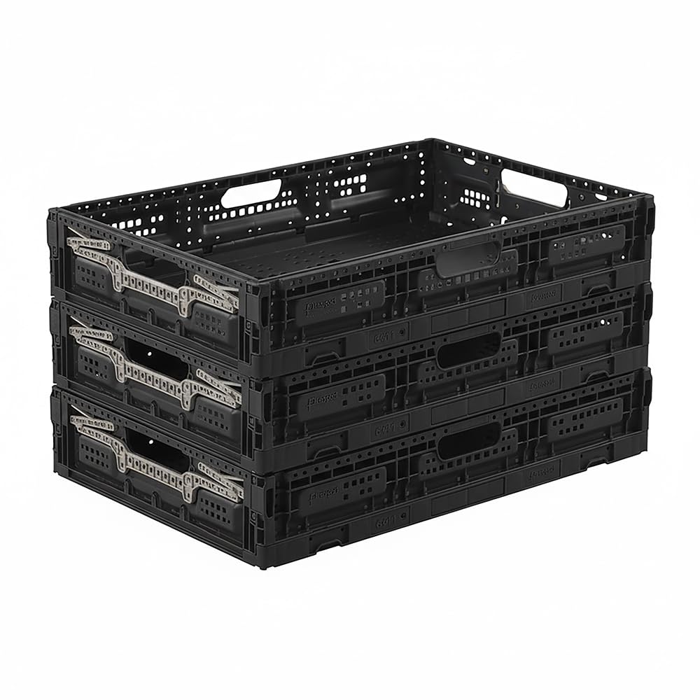 Box and beyond - Set mit 3 Aufbewahrungsbehältern, faltbar, 40 x 60 x 11,5 cm, 23 l, Traglast 10 kg, Aufbewahrung, Werkzeug, Heimwerken, einfache Aufbewahrung, robust, Garage, Keller, Waschküche