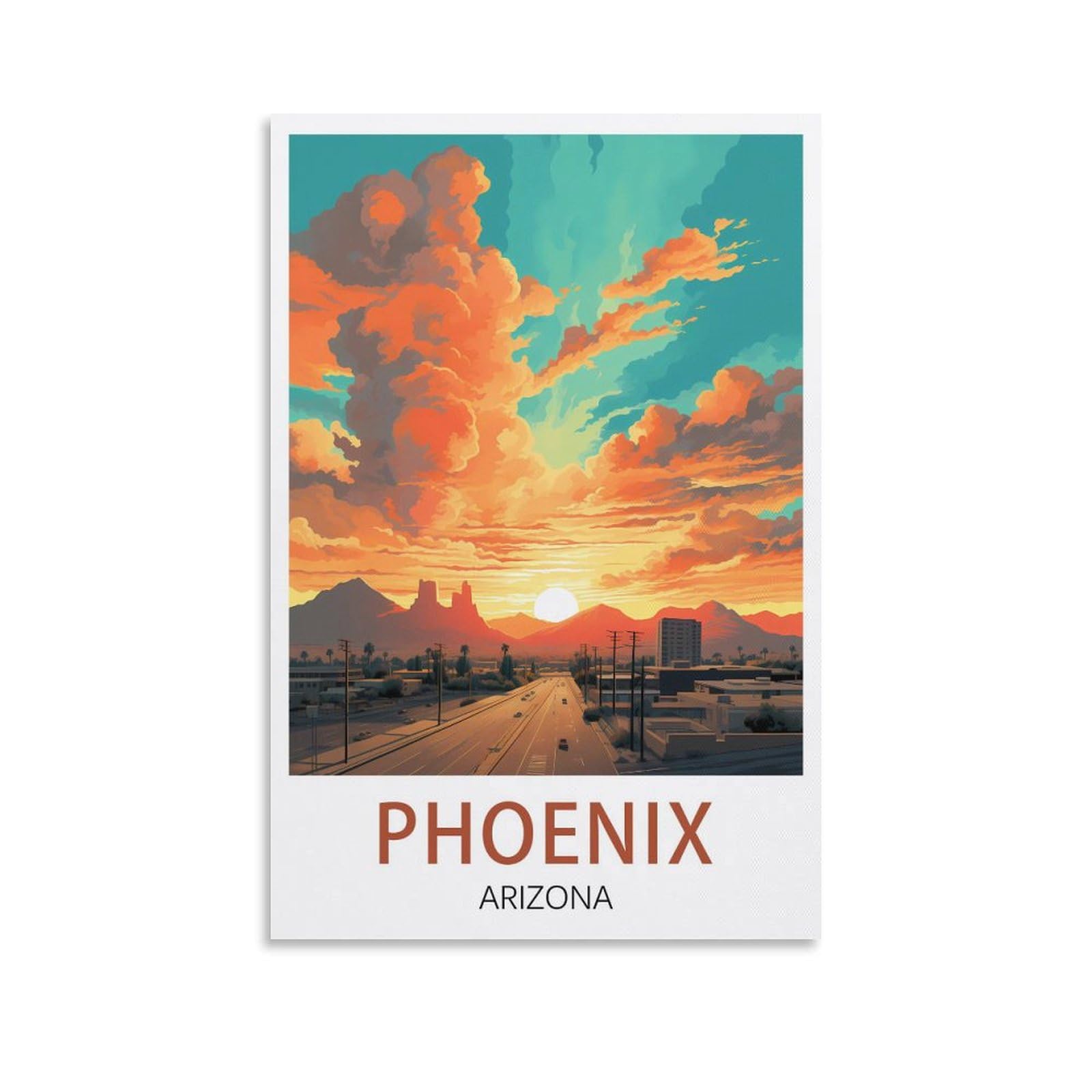 Hxhnferr Unframe-Style Phoenix Arizona Vintage Travel Posters 24X36inch(60X90cm) Canvas Wall Posters And Art Pictures Prints Paintings Bedroom Decor