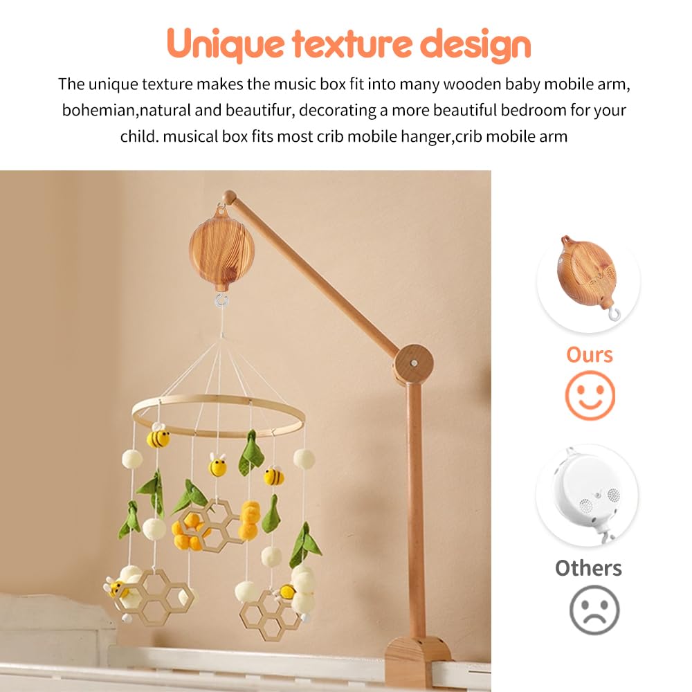 Boîte à Musique Mobile pour Berceau, Rotatif Mobile Berceau Lit Cloche, Lit Bébé Cloche Boîte à Musique pour Imitation, 35 Chansons Berceaus Mobiles for Cots Nursery Decoration