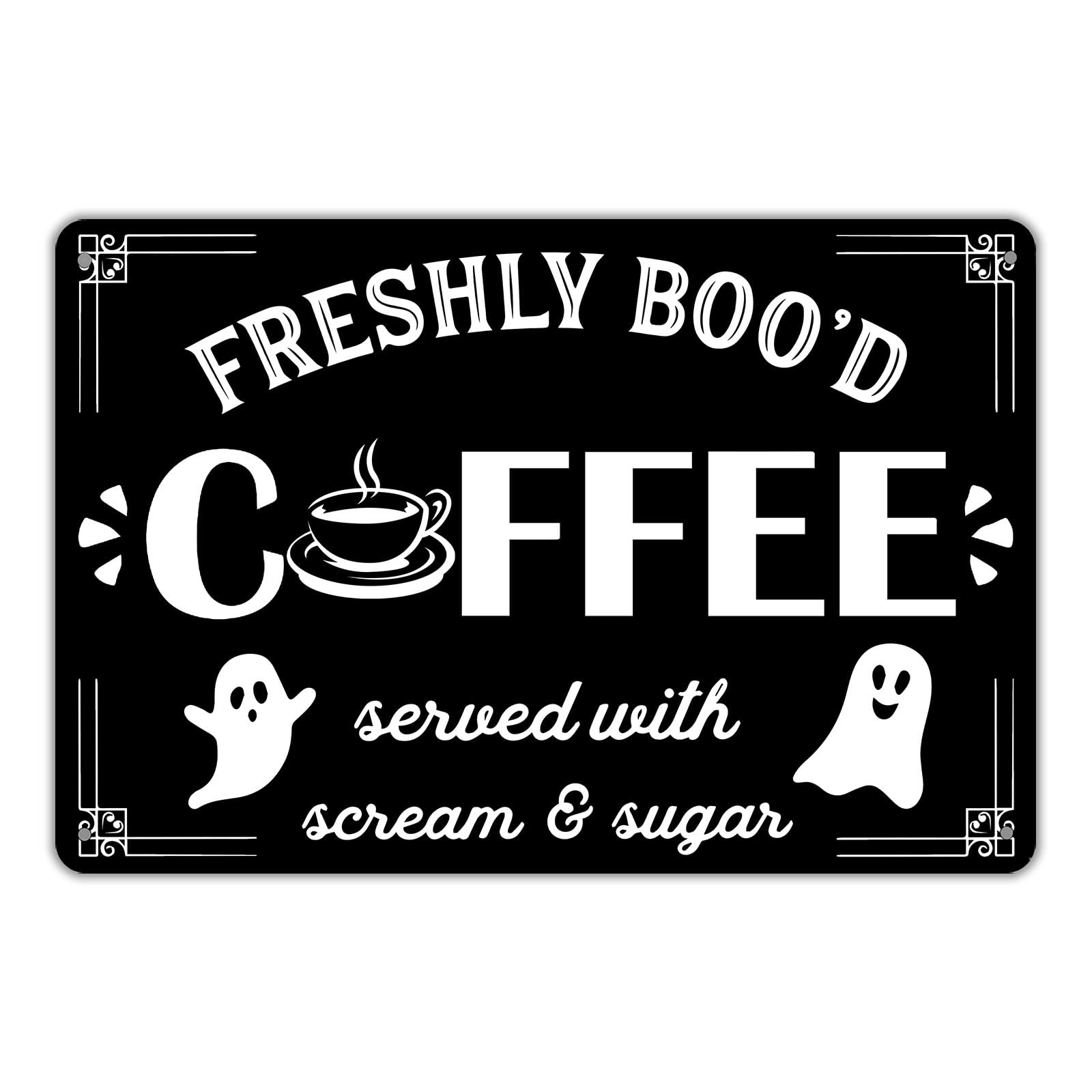 SMAZDFXX Boo‘d Coffee Halloween Signs Funny Halloween Coffee Bar Home Kitchen Coffee Shop Wall Decor Poster Cafes Bar Club 12"x16"