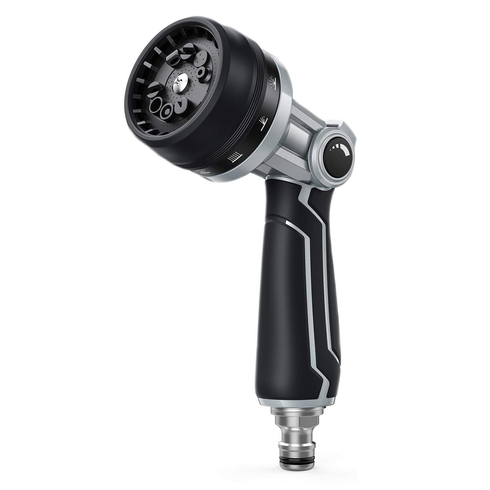 RAINPOINT Gartenbrause Metall, Hochdruck Gartenschlauch Düse mit 10 Bewässerungsmuster, Daumensteuerung, Hochbelastbar Garden Spritze für Bewässerung, Autowaschen, Haustierdusche, Schwarz