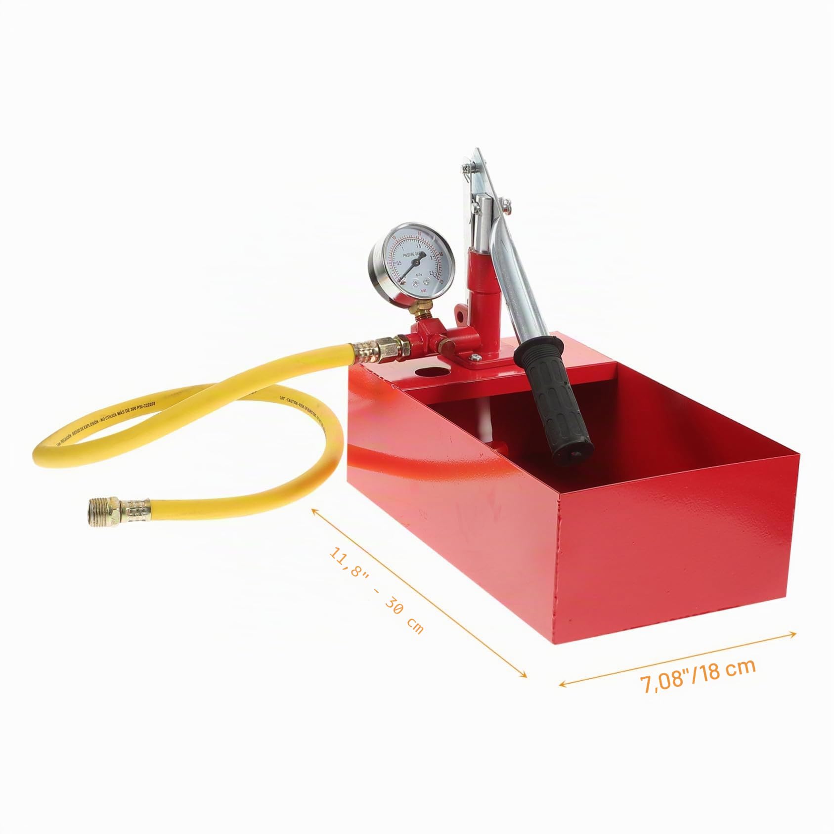 ULTECHNOVO Bomba De Prueba De Presión Manual 25Kg Con Manómetro Grande Para Agua Y Aceite Hidráulico Uso Industrial Y Construcción Con Tubería De Color Aleatorio