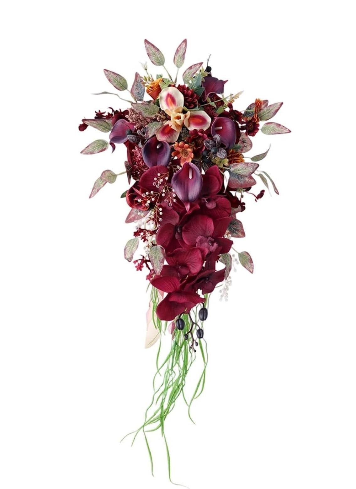 HIFRQVVC Wedding bouquets with handles, Bridal Bouquet Artificial Silk Flowers Tossing Prop 75x36cm