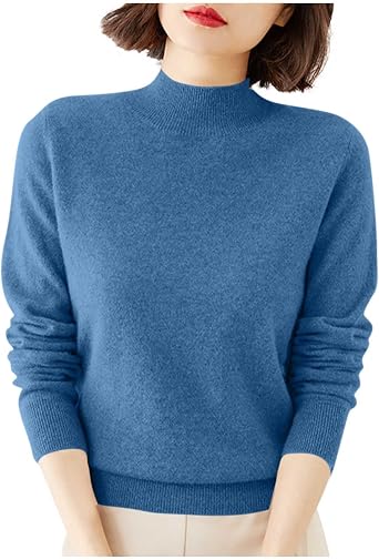 JOAU Elegant Mock Neck Long Sleeve Pullover Sweaters for Womens