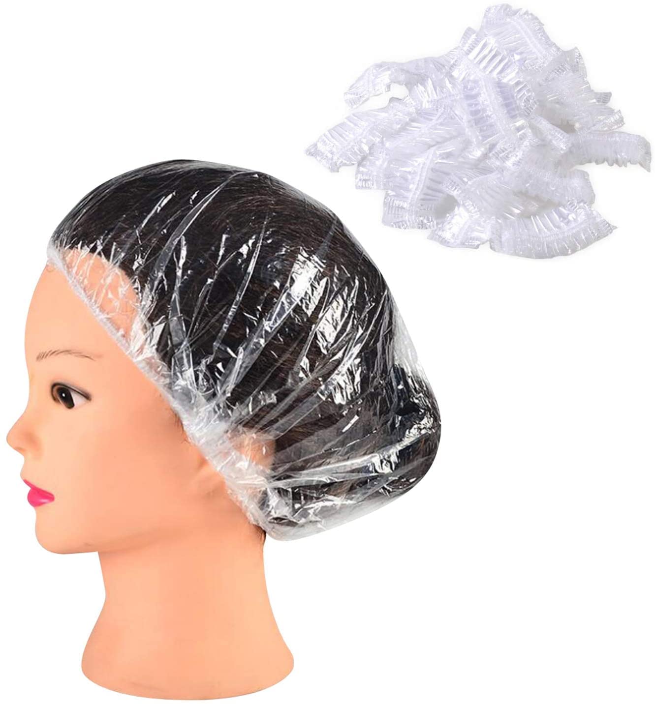 Best-seller 100pcs PE Bonnet De Douche Transparent Jetable En Plastique Bonnets