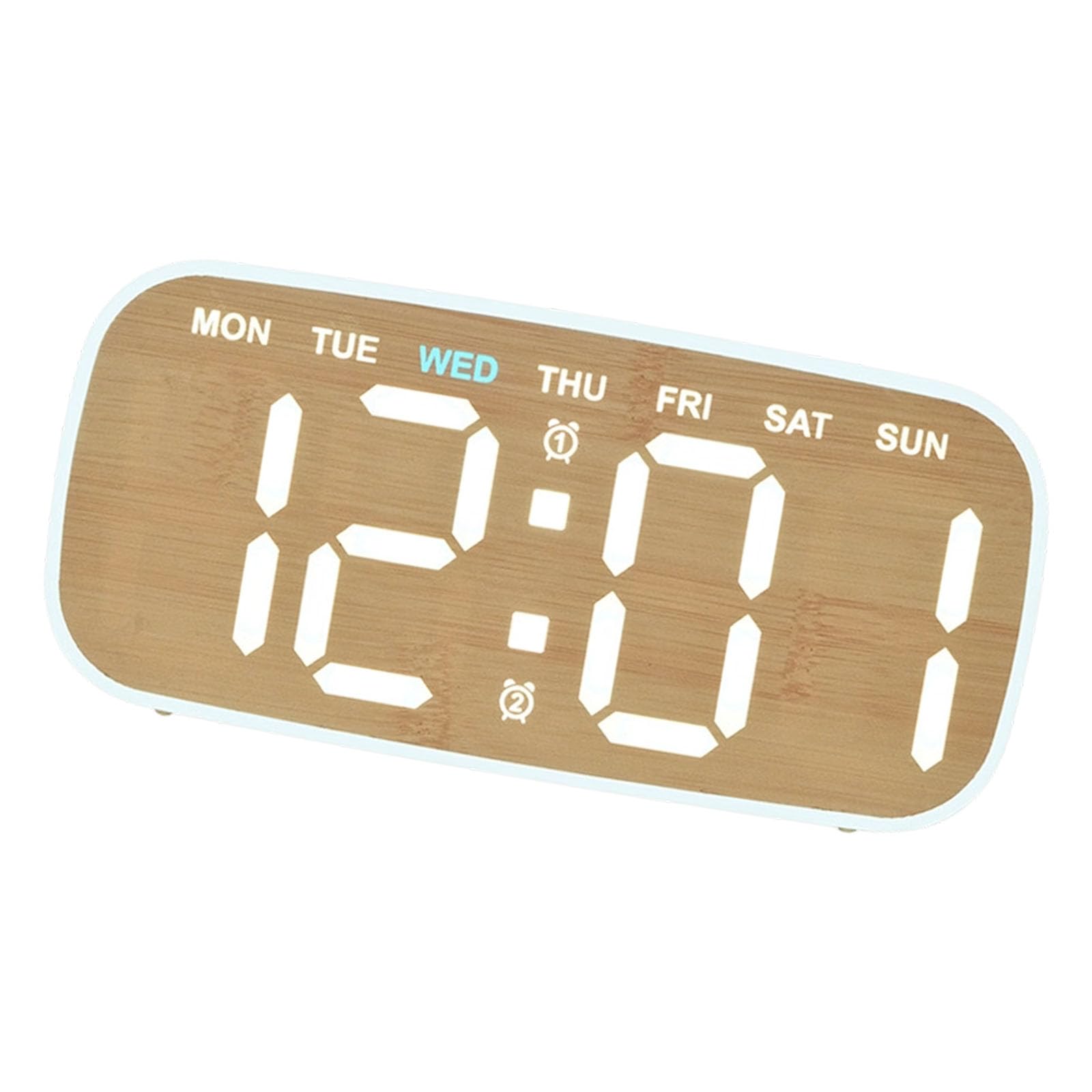 Nvoqilin 2820 Yellow A Wood G Digital Alarm Clock For Bedroom Electric Desk Clock With Time Date Temperature For Bedside Table Led Digital Clocks Alarm Clocks For Bedroom