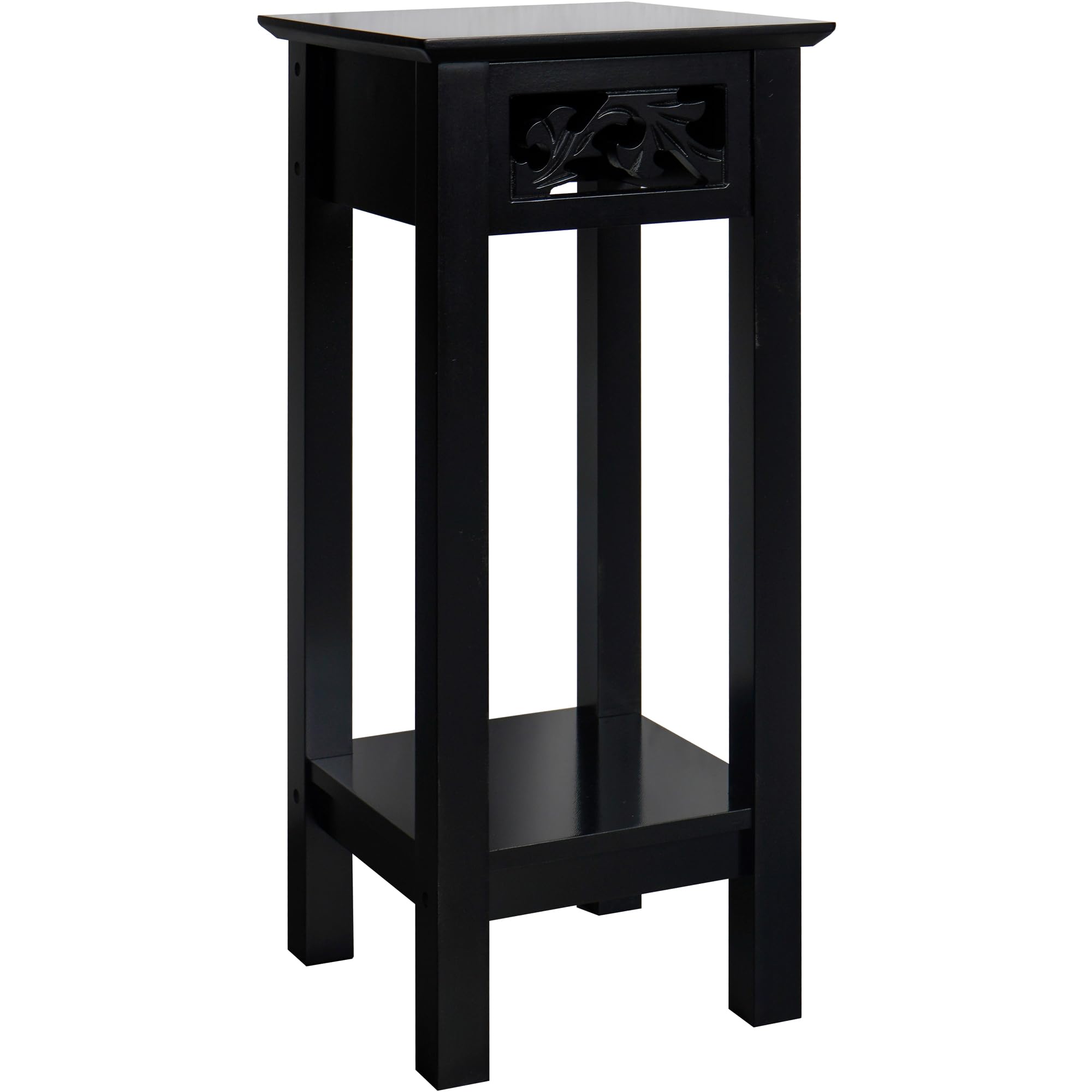 eHemco Plant Decorating Stand End Table Side Table with Storage Shelf, 10 by 10 by 23.7 Inches, Black