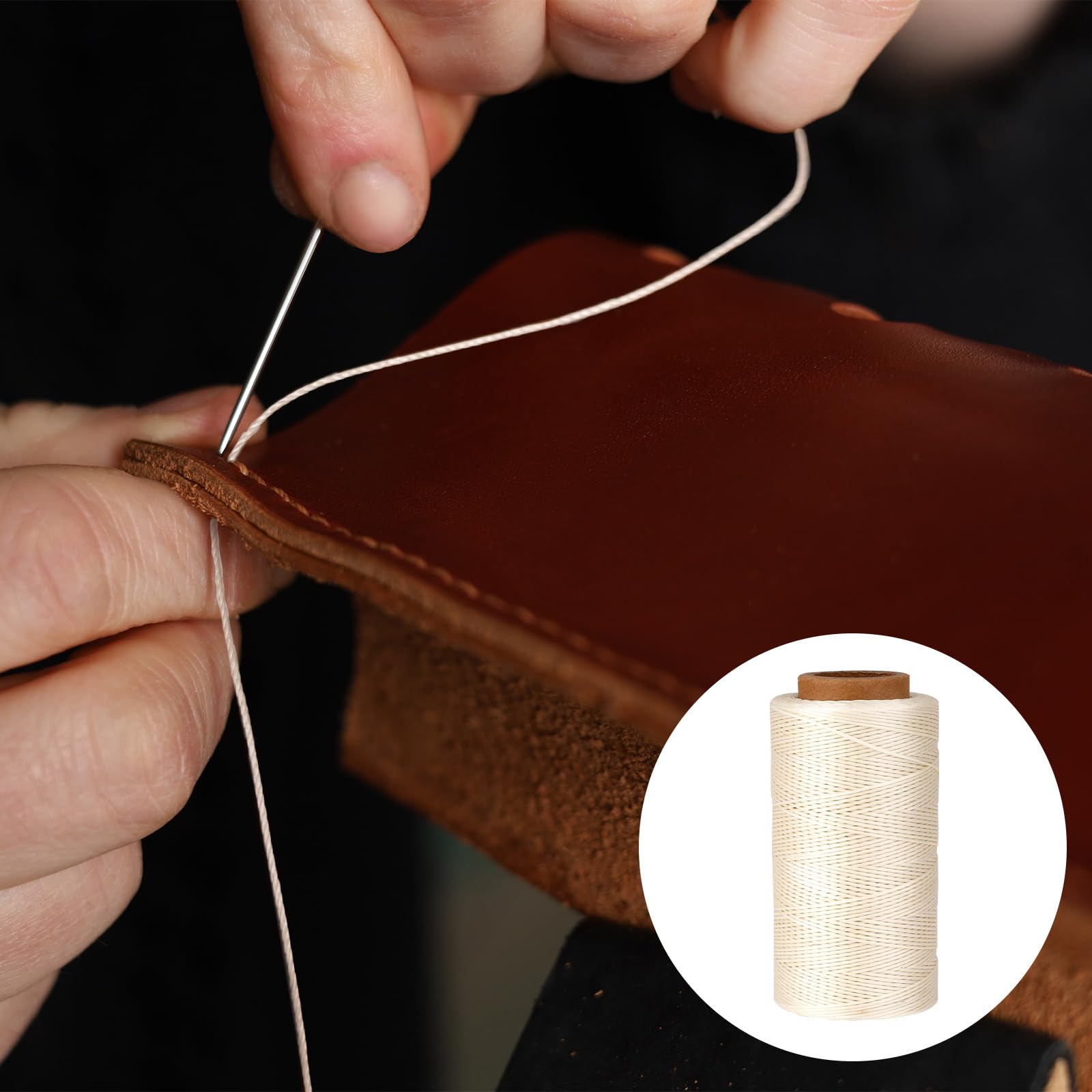 Filo Cerato Per Cucito - 280m, 0.8mm, Beige, Per Pelle E Rilegature, 150D - Foto 5