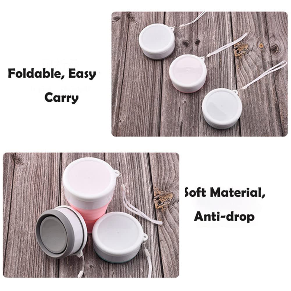 Taza de viaje de camping plegable de silicona de 200 ml Taza de café telescópica portátil Taza de agua al aire libre Botella de agua plegable Drinkware, Pink