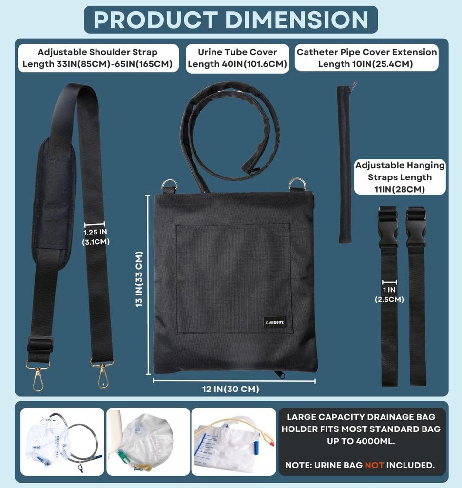Soporte para Bolsa de catéter, Soporte para Bolsa de Drenaje de orina, con Cubierta para Tubo de Drenaje y Correa Ajustable, Fundas para Bolsa de catéter Foley, para privacidad