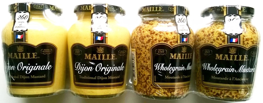 Maille Moutarde paquet de 4 - (2 x 215gm Dijon Originale et moutarde à l'ancienne 2 x 210gm)