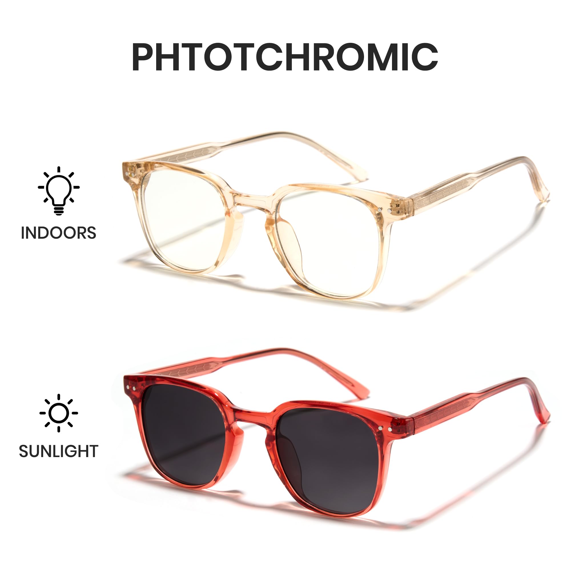 Cyxus Gafas fotocromáticas para hombre y mujer con protección UV y bloqueo de luz azul 8231