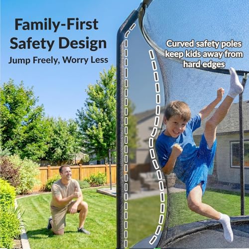 Image of ACWARM HOME Trampoline Outdoor 8FT 10FT 12FT 14FT 15FT 16FT Trampoline with Basketball Hoop and LED Lights, Recreational Trampolines for Kids and Adults with Enclosure Net & Ladder, ASTM Approved
