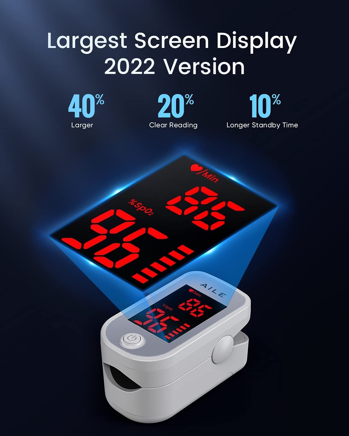[2022] AILE Pulse Oximeter Oxygen Monitor Finger Adults Accurate Fast
