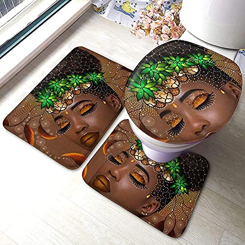 lmqsdhh 3-teiliges Set Badezimmerteppich-Set Weiche Anti-Rutsch-Pads Badematte + Konturenpads + WC-Deckelbezug, Saugfähige Teppichbadewanne und Matte Anti-Rutsch-Pads Set-A