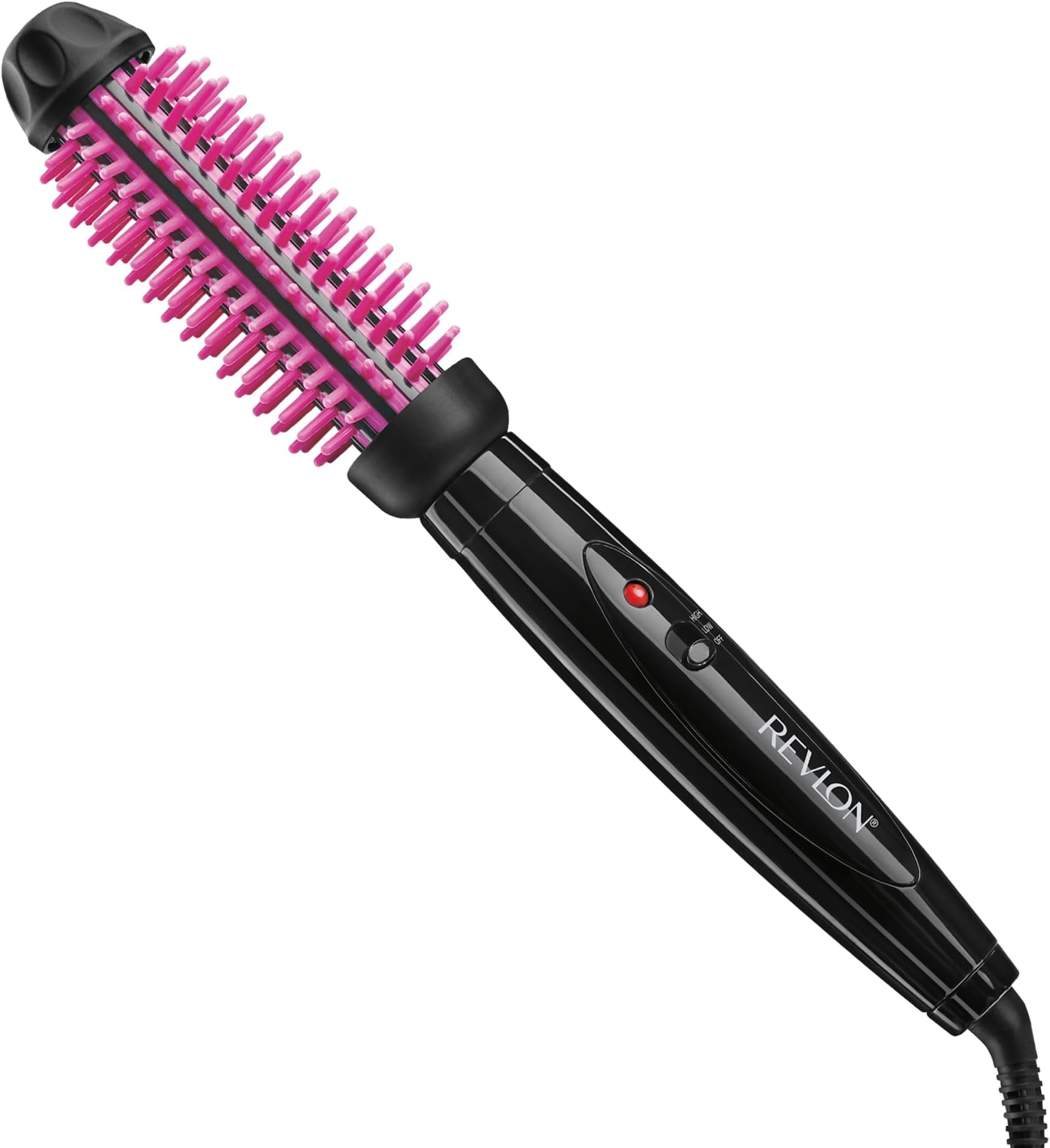 Silicone Bristle Heated Hair Styling Brush | Fast, Long Lasting Volume for Easy Styling | 1" Barrel for Full Body and Smooth Styles (Black/Pink)