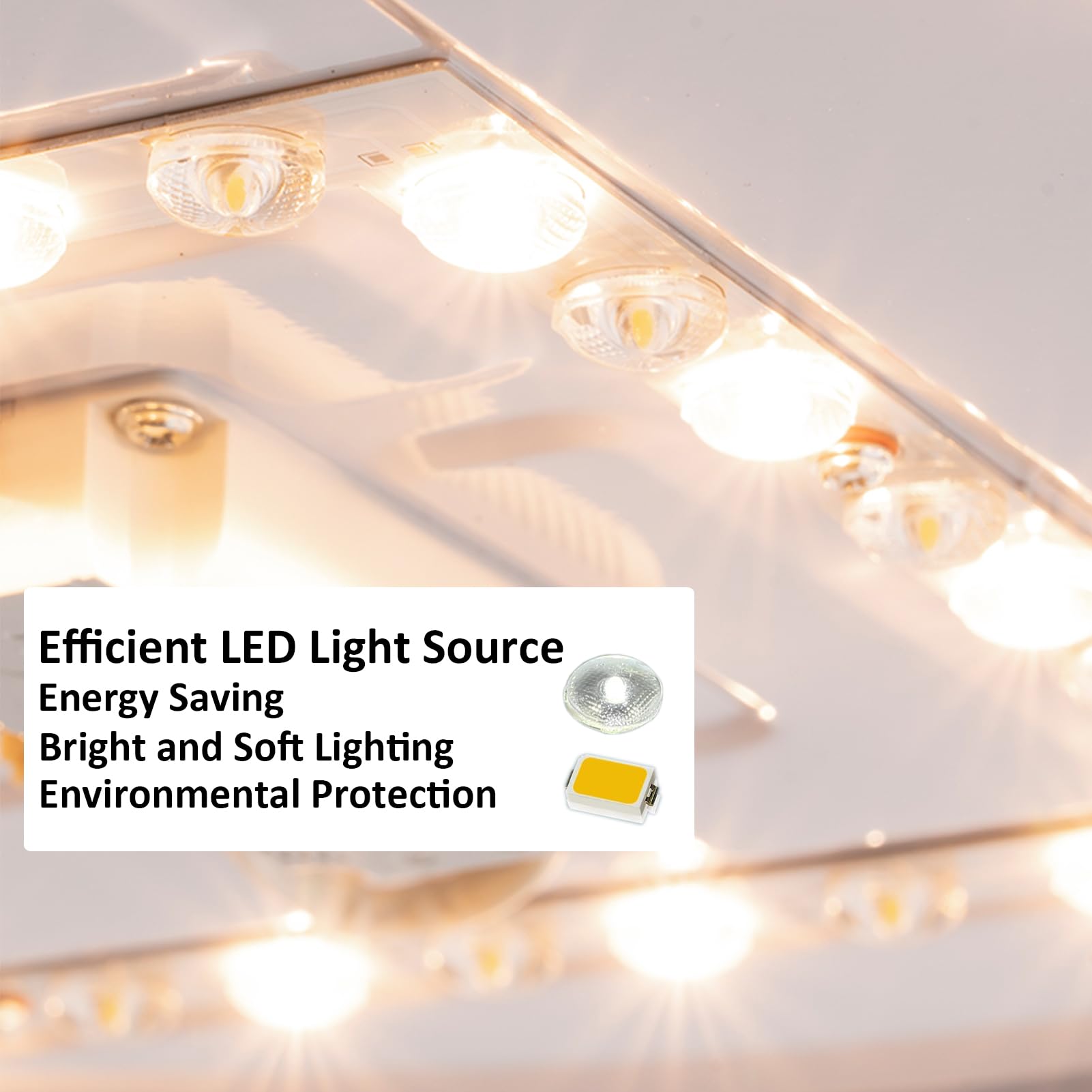 LED Ceiling Light with Remote,48W 19.7'' Warm Neutral White Colors Dimmable Crystal Gold Flush Mount Lighting Fixture for Living Room Bedroom