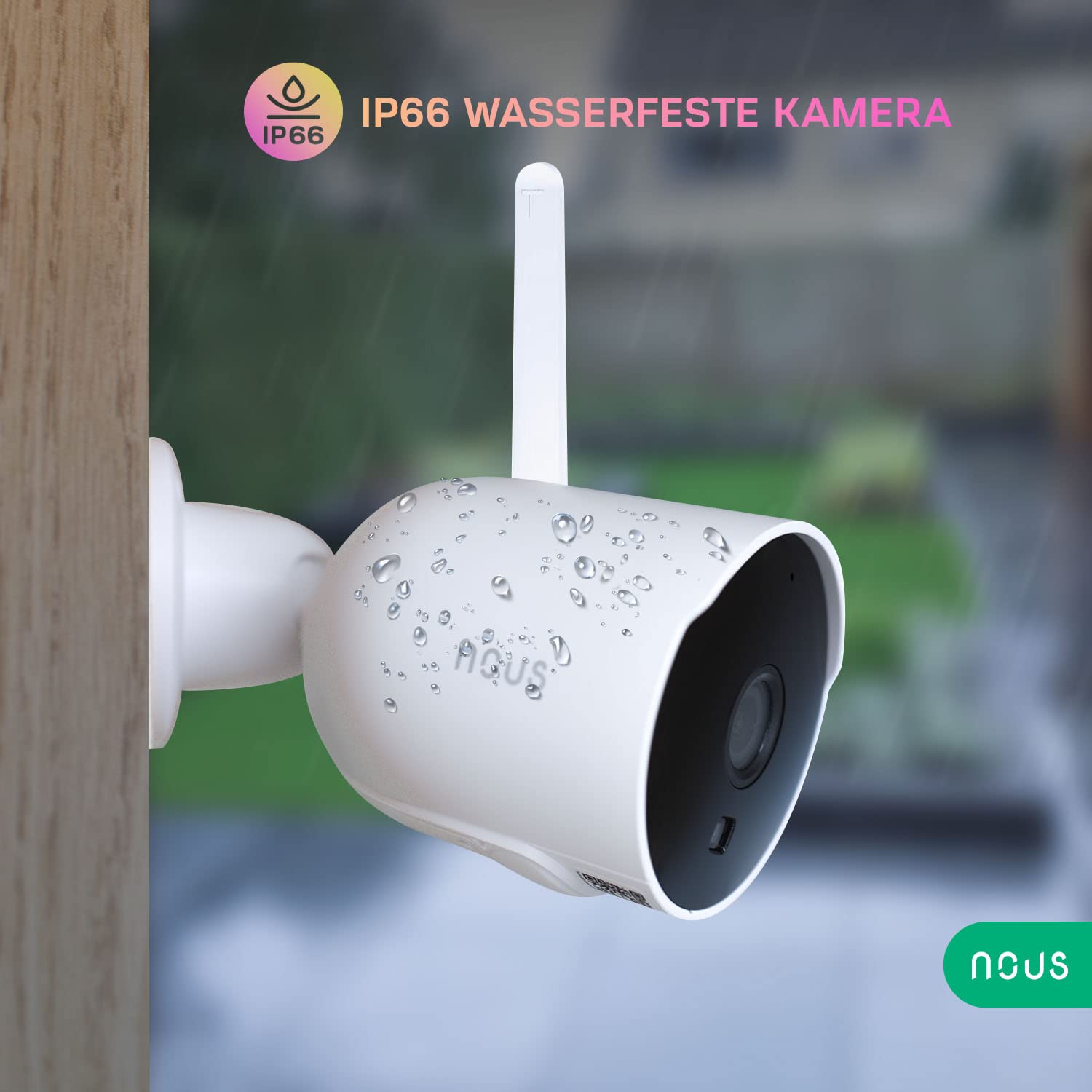 NOUS W7P Cámara de vigilancia de 3 MP con Detector de Movimiento, cámara PTZ Exterior, videovigilancia, cámara de vigilancia WiFi Exterior, cámara para Mascotas con aplicación, cámara IP Exterior,