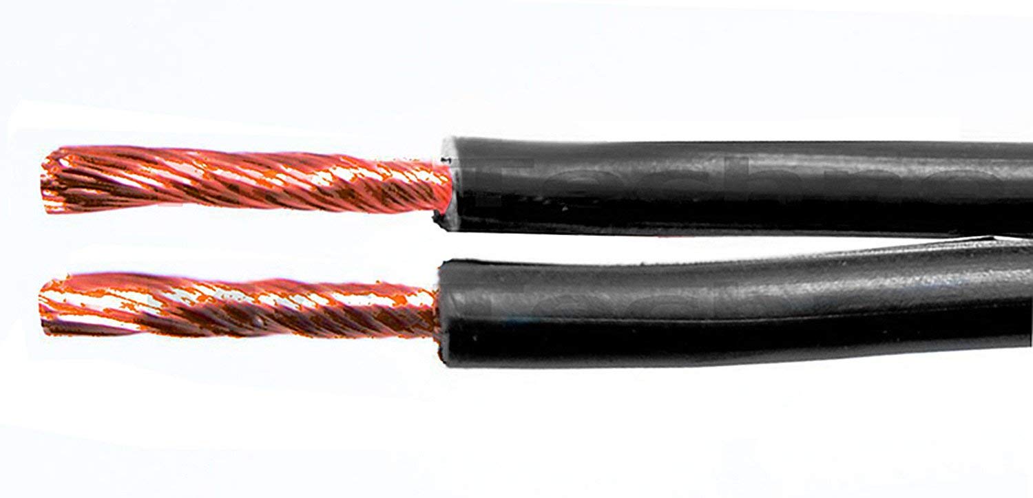 M&G Techno 30m Lautsprecherkabel (Single-Wire) 2 x 4mm² CCA (Kupfer+Alu) rund Schwarz, mit Metermarkierung
