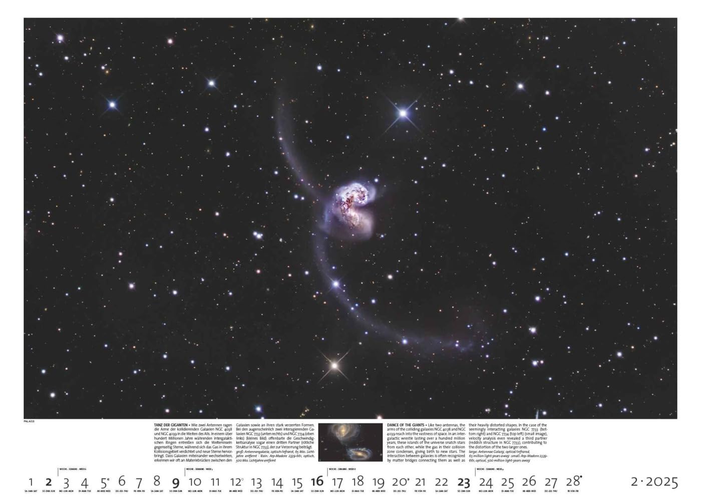 PALAZZI - Sternzeit 2025 Wandkalender, 70x50cm, Posterkalender mit brillanten Aufnahmen aus unserem Universum, eine astronomische Reise in Zeit und ... Eine astronomische Reise in Zeit und Raum