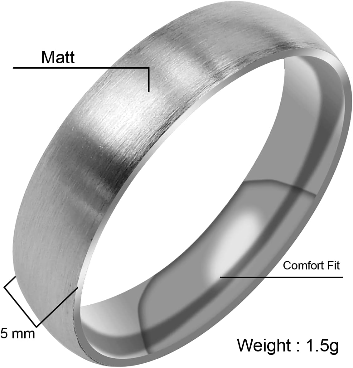 Everstone Custom Personalize Fingerprint Engrave Matte & Brushed Dome Ring Male Female Men Women His Her Groom Bride Promise Ring Wedding Bands Titanium Ring Color: Platinum Sz