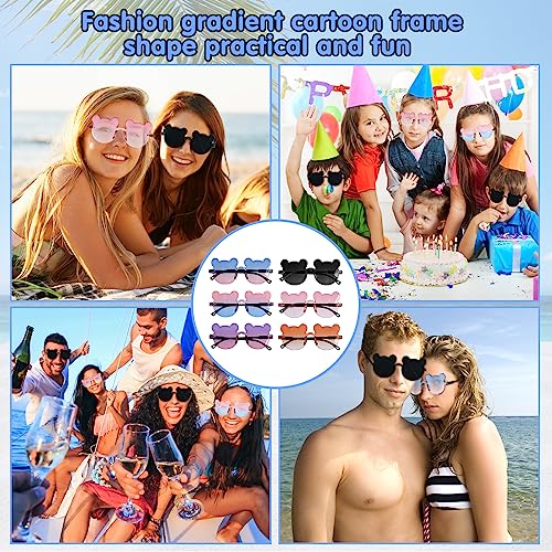 18 Pack Kids Sunglasses Bear Rimless Kids Sunglasses bulk for Birthday Party Supplies, Beach, Pool Party Favors 7