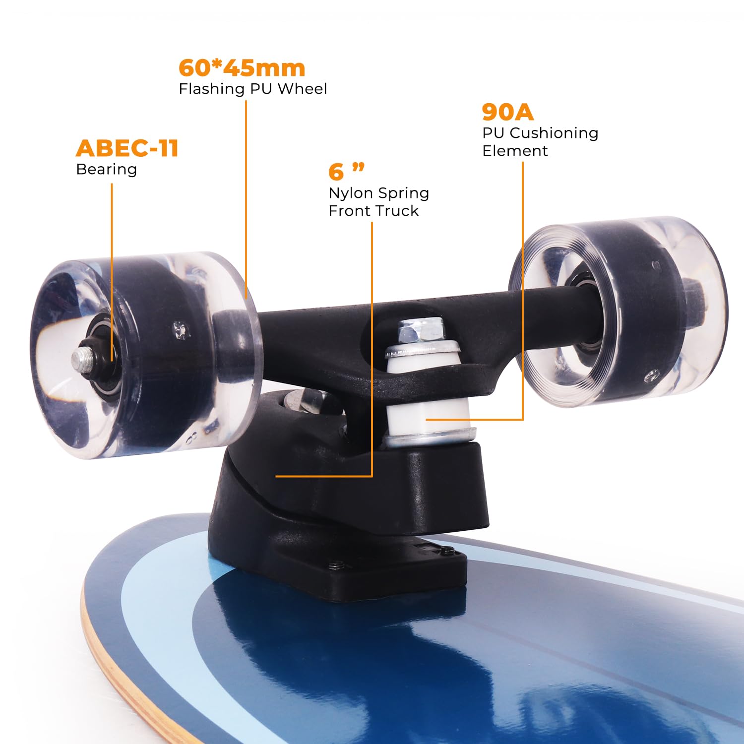 Nattork Skateboard completo da 29" x 8" per bambini, skateboard Cruiser per principianti, doppio kick girls, skateboard con legno d'acero (Black Hole)