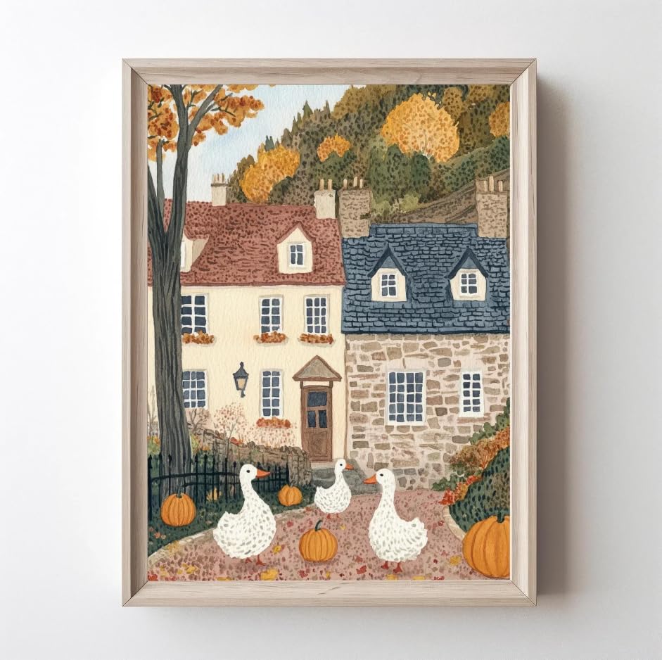 Affiche murale canard et citrouille Rumlly toile déco rustique chic