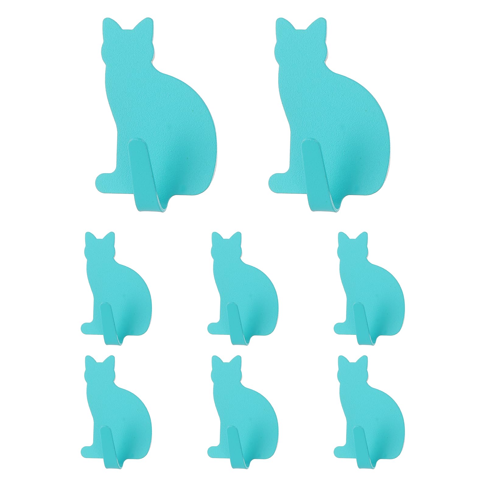 sourcing map 8Pcs Cat Shaped Decorative Wall Hooks, Metal Self Adhesive Towel Hook Heavy Duty Sticky Wall Hangers for Bathroom, Kitchen, Home and Office Hanging Keys, Coats, Blue