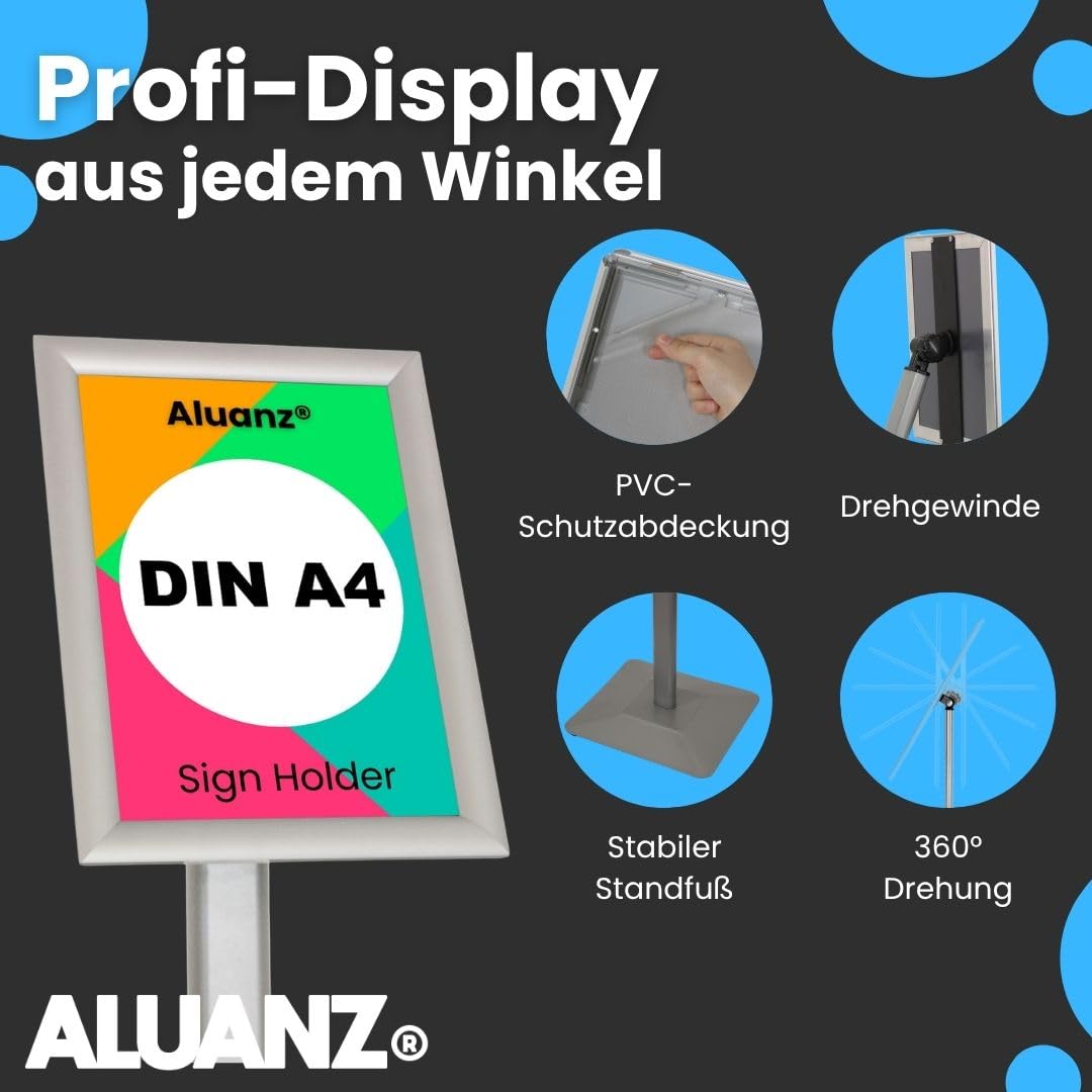 Infoständer mit drehbarem Klapprahmen A4, Silber, 1 Stück
