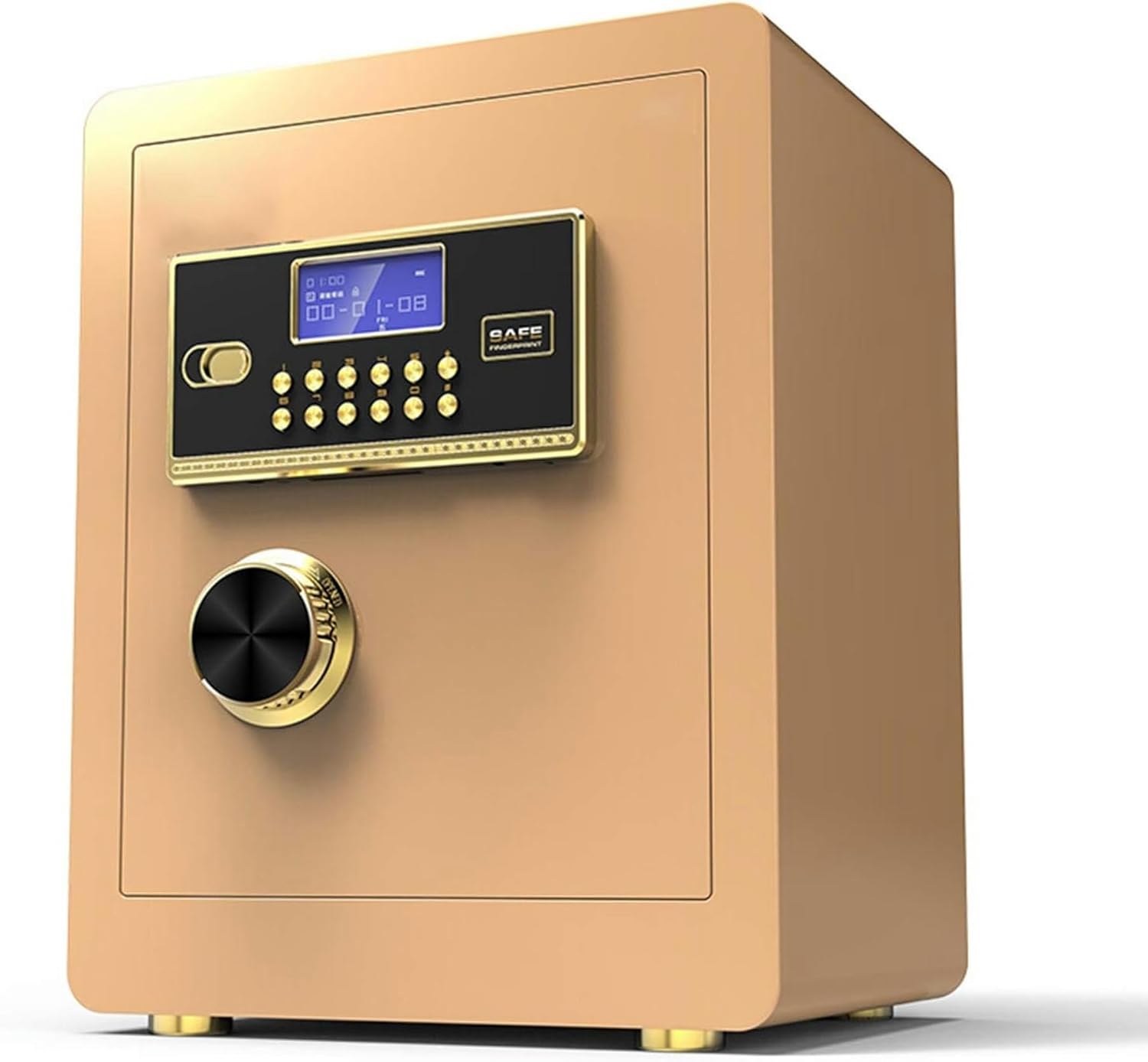 Security Safe Box Electronic Digital Security Safe Steel Construction Safes Wall or Cabinet Anchoring Design for Home Office Hotel (Color : Gold)