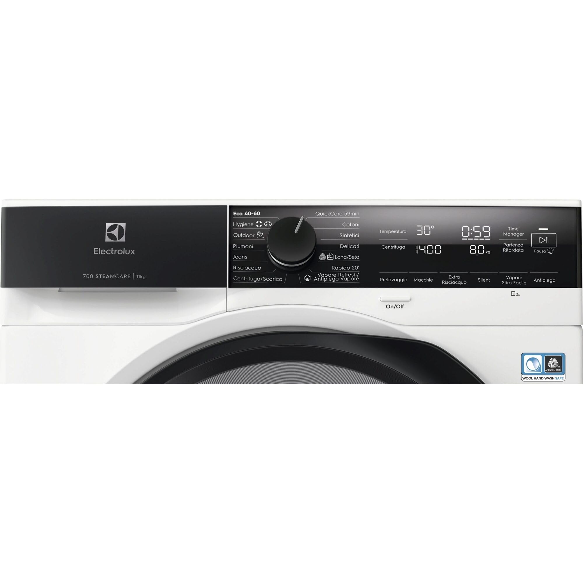Electrolux EW7F411G Lavatrice a Carica Frontale, Tecnologia SteamCare e SensiCare+, Serie 700, 11 kg, 1400 Giri al Minuto, Cesto CareDrum, 847x597x636 mm, Bianco, Classe A