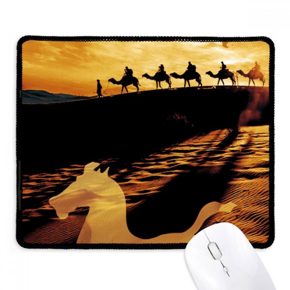 DIYthinker Desert Along The Way to The Silk Road Map Camel Non-Slip Mousepad Game Office Black Titched Edges Gift