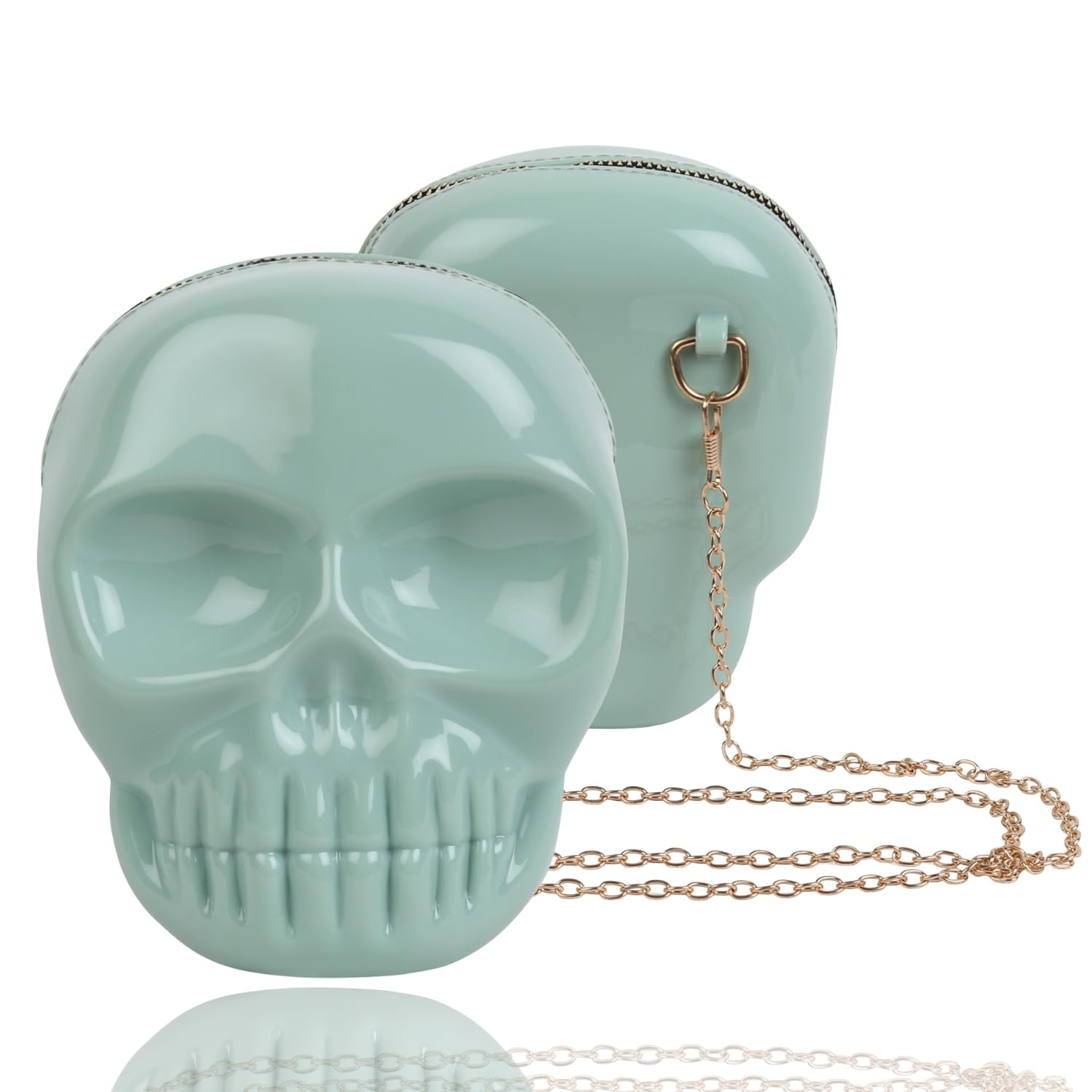 stealodeal Women Skull Clutch Purse Green | Premium Resin Party Sling Bag with Chain Strap for Women & Girls-picture-21