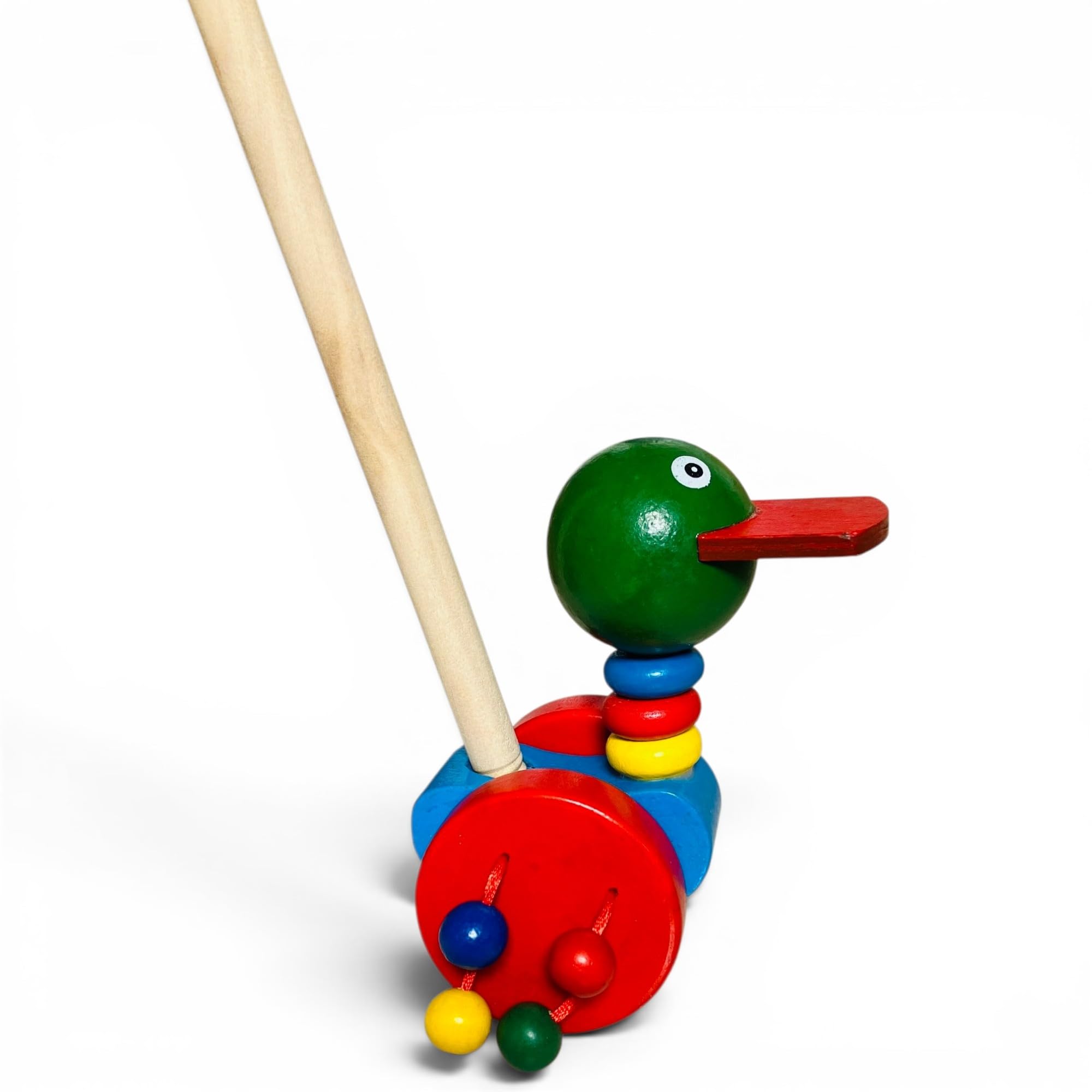 Wooden Duck Push Toy for Kids | Montessori Walking Toy for Toddlers 1-3 Years | Educational Wooden Push Along Toy | Non-Toxic Learning | Baby Walker Push Toys | Multicolor-image-30