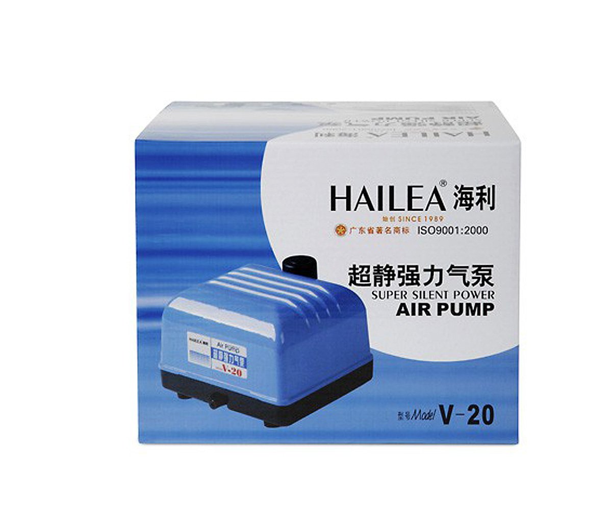HAILEA Pompa ad Aria, ossigenatore per Acquario e laghetto V20, Fino a 1200 l/h, Pompa a Membrana con alloggiamento in Alluminio
