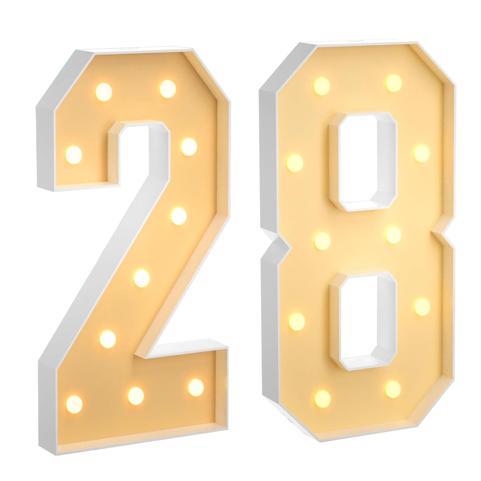 120CM/4FT Marquee Light Up Number 28, Large LED Numbers Lights Marquee Decoration Mosaic Warm White Light Up Sign for Home Party Birthday Wedding Birthday Xmas — image 1