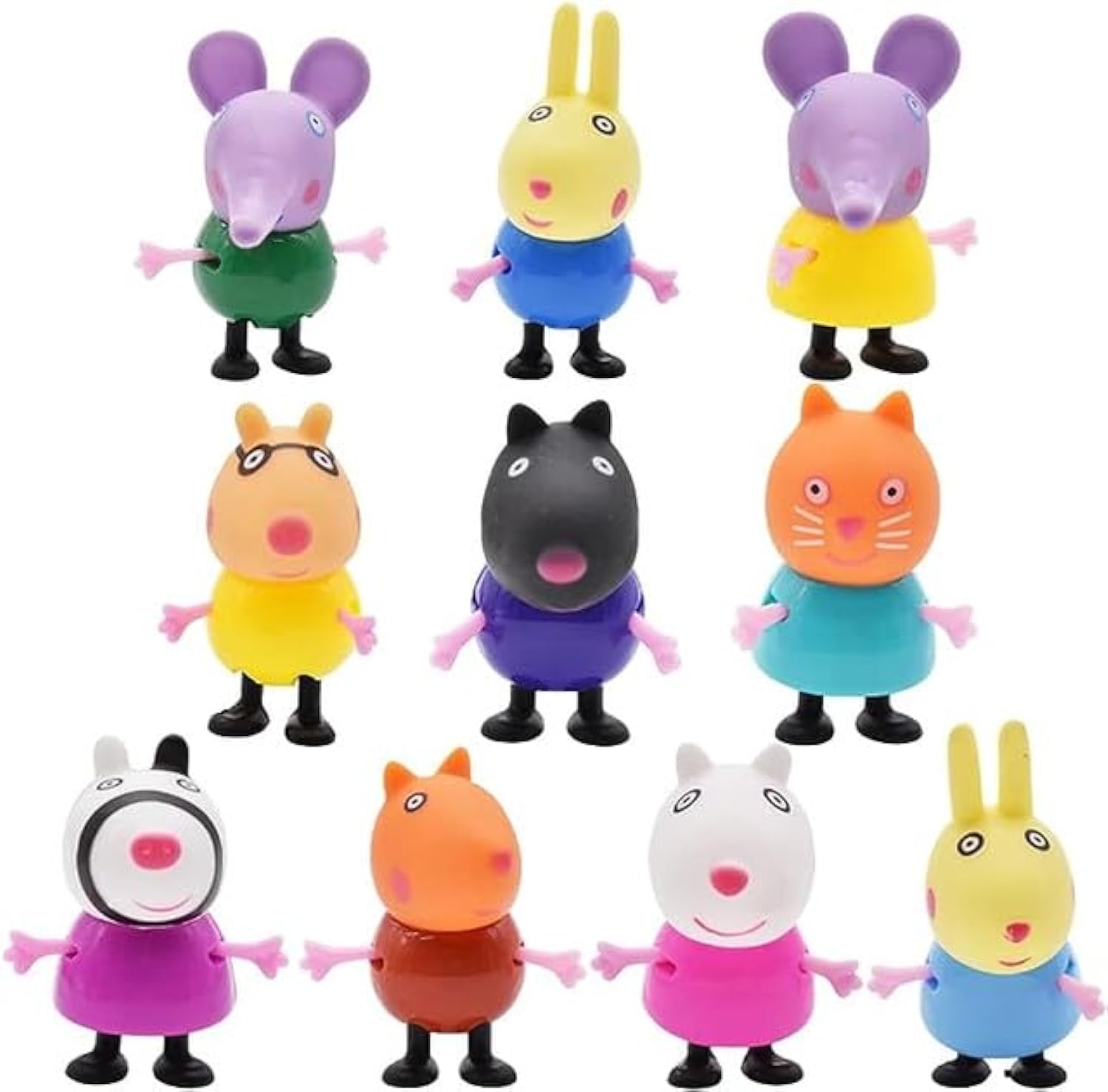 S SGTT PRO 10 Pcs Peppa Figures Set Pig Cupcake Toppers Happy Birthday Party Supplies Cake Decorations Cupcake Figurines For Girl Women Birthday Baby Shower Party Multicolor