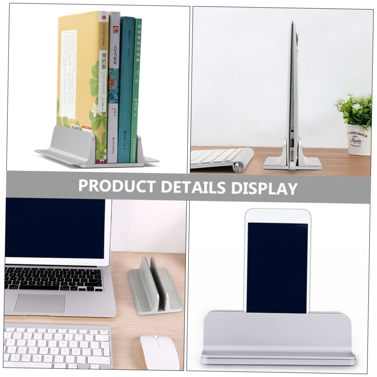 NUOBESTY Supporto Verticale Per Laptop Supporto Da Tavolo in Lega Di Alluminio Archiviazione Verticale Spazio Design Stabile