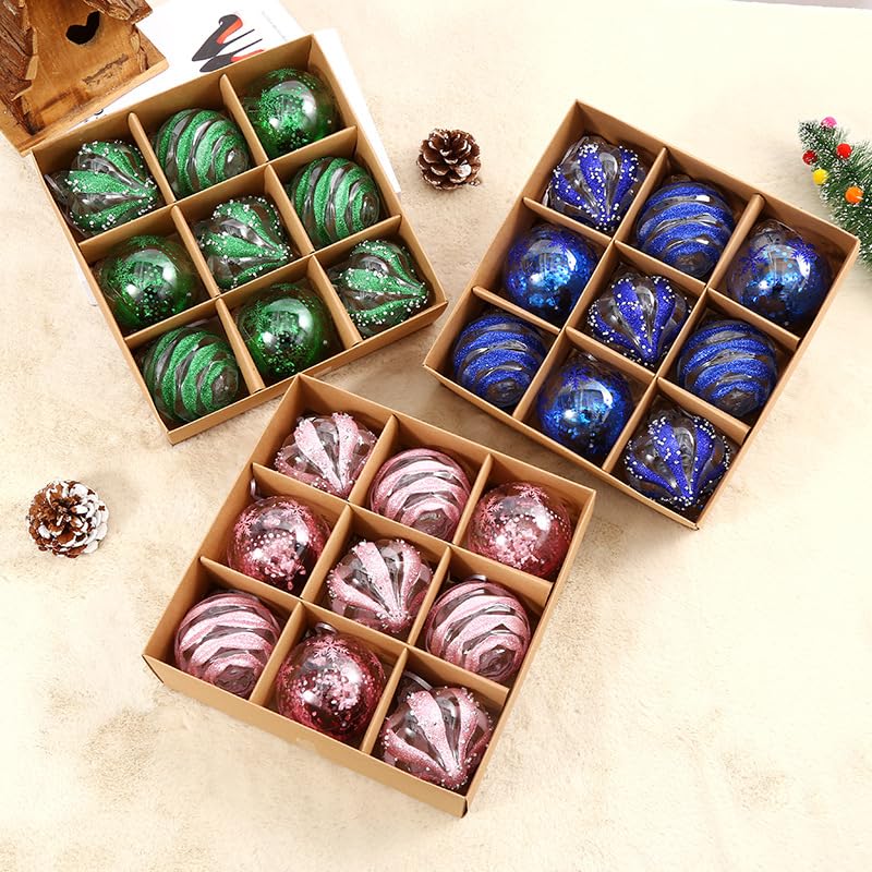 Weihnachtskugeln, Champagner Weihnachtskugeln 9Pcs 8cm Weihnachtskugel Bunte Kugel Geschenk Baum Dekoration Anhänger für Weihnachtsbaum Urlaub Girlande Dekor Ornamente (Weiß)