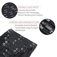 Vista 2 de Extensiones de Cabello con Clip Recto de Cabello Humano Real 8 Piezas Cabello Humano Remy con Clip para Mujeres, Cabello Humano Suave Natural, 120g