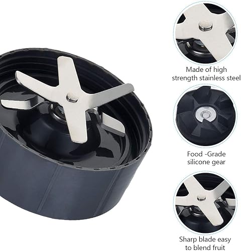 Miniatura 4 de Piezas de repuesto para Nutribullet 1 cuchilla extractora de repuesto y 4 juntas de goma compatibles con licuadoras Nutri Bullet 600W900W 5 piezas