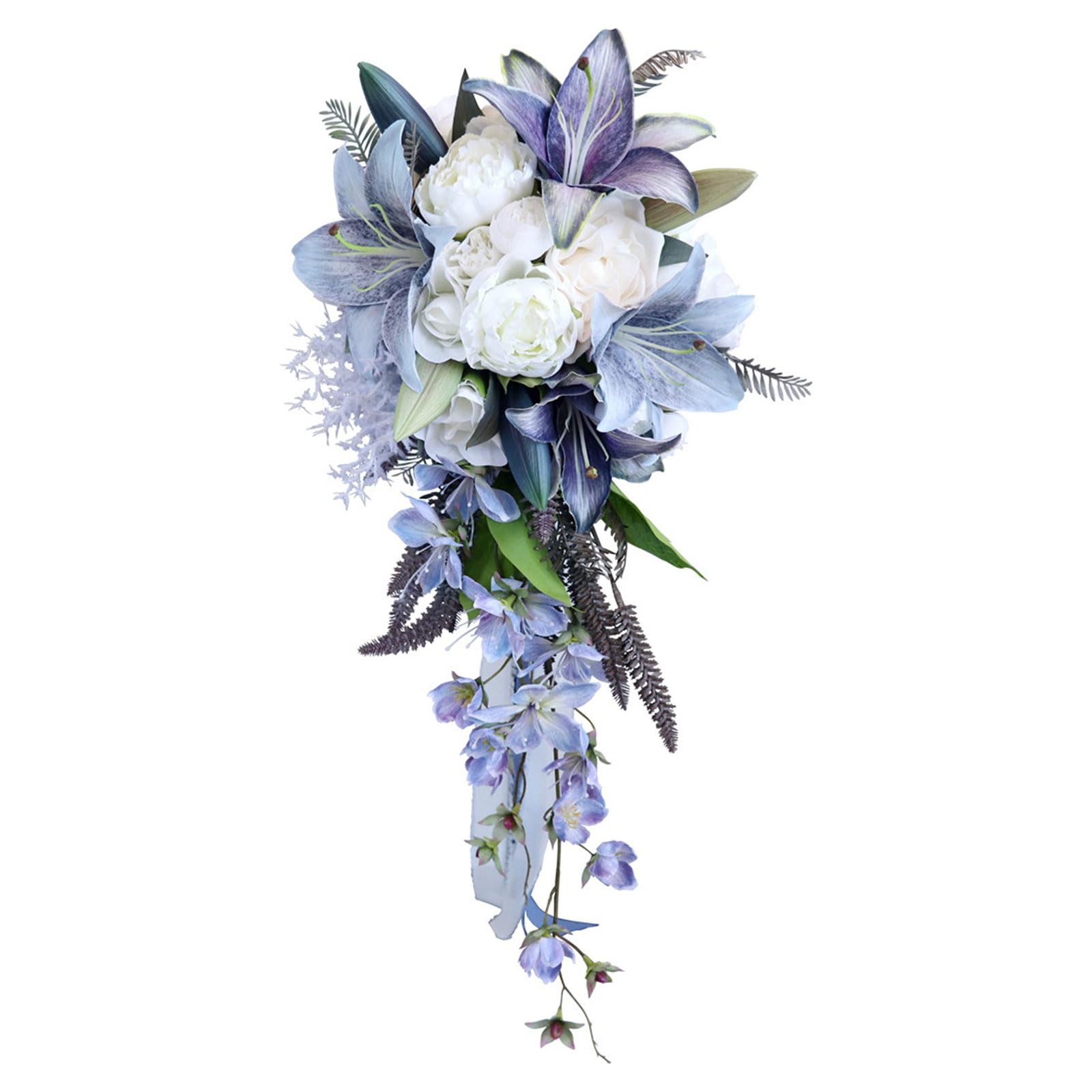Kalttoy 24.4in Wedding Bouquet Vintage Handheld Oil Painting Flowers Exquisite Wedding Decoration Silk Flower Simulation Lilies Anniversary Decoration Bouquet