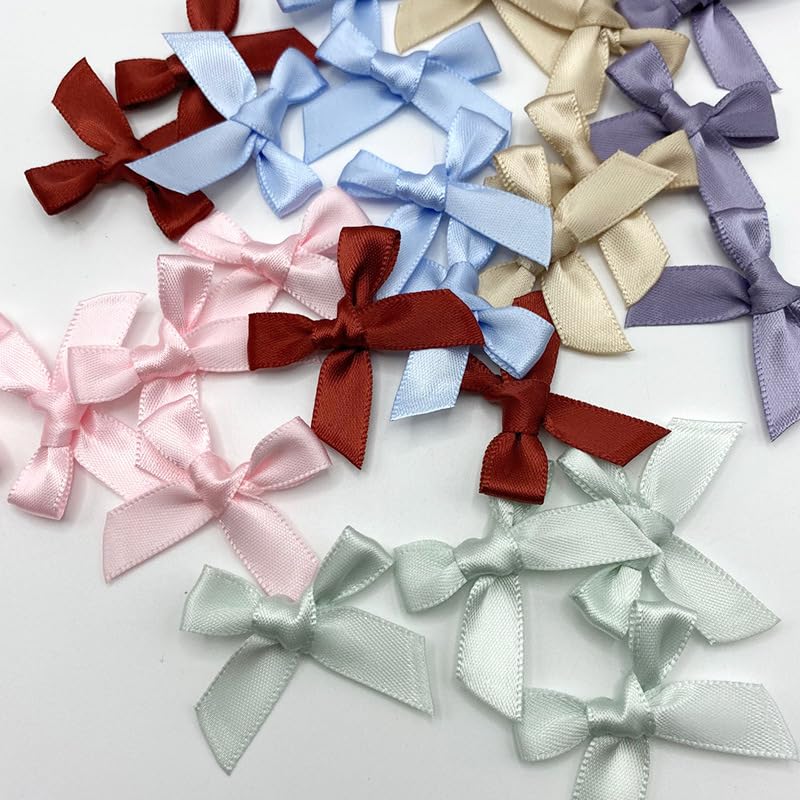 SYSUII Pack of 100 Mini Satin Ribbon Bows 3.5 cm x 3.2 cm Mini Satin Bows Bowknot Small Satin Ribbon Bows Made of Polyester for Wedding Decoration Cards DIY Crafts Gift Wrapping - Image 2