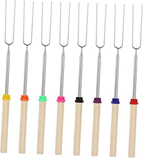 Garneck 8Pcs Garfo De Churrasco Turner Garfo De Churrasco Espeto De Carne Vegetal Ferramenta De Grelhar Garfos De Churrasco Tipo U Garfos Inoxidáveis Garfos Flexíveis De Madeira Aço
