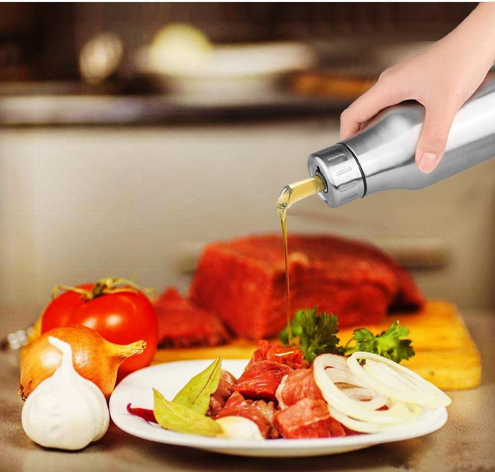 Flyboo Olive Oil Dispenser,Oil Bottle Stainless Steel Leak Proof Olive Oil Decanter for Kitchen - Image 6